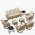 thumbnail image 7 of UDPATIO 9 Pieces Outdoor Conversation Set, All-Weather Wicker Rattan Outdoor Sectional Sofa Set with Ottoman and Swivel Chairs for Poolside, Backyard，Yellow Brown Wicker Beige Cushions, 7 of 7