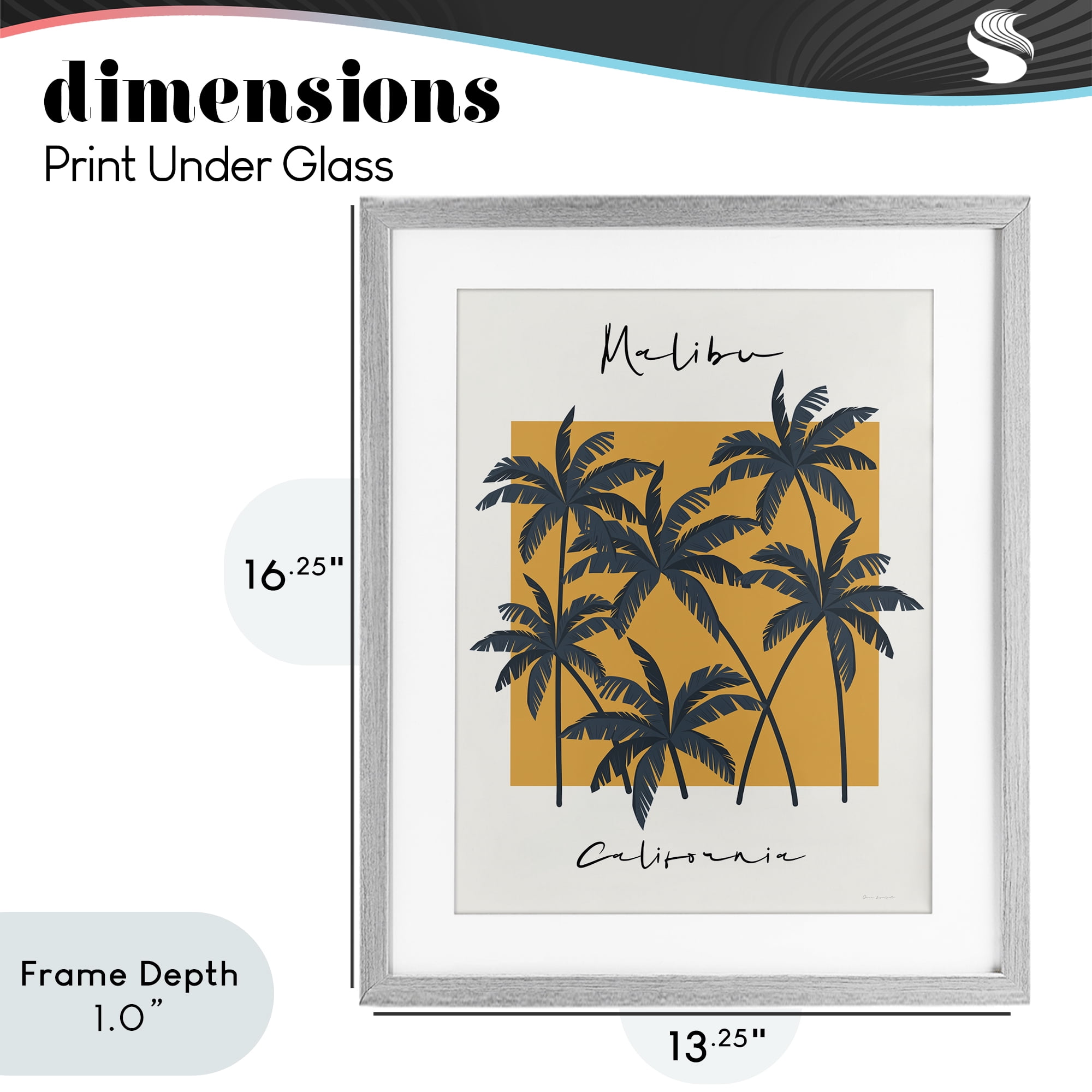 Stupell Industries Malibu Retro Vibe Gray Framed Print Under Glass, design by Omar Escalante