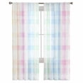 thumbnail image 2 of Blue Pink Plaid Semi Sheer Curtains 72 Inch Length 2 Panels Set, Pastel Green White Buffalo Patchwork Sheer Kitchen Curtain Privacy Voile Window Curtain for Living Room Bedroom Rod Pocket Drapes, 2 of 7