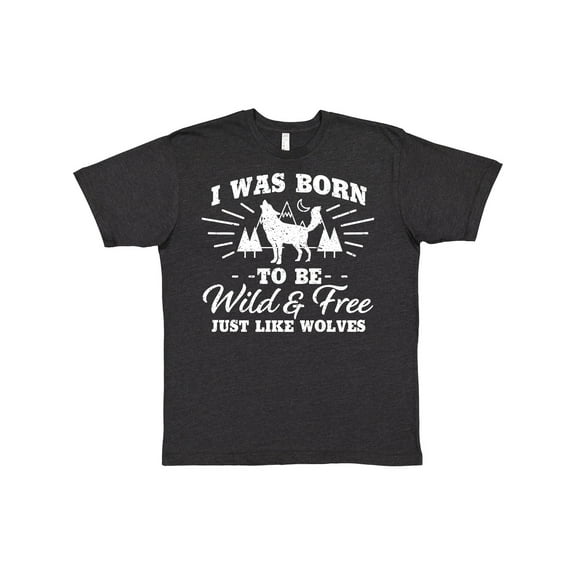 Inktastic I was Born to be Wild and Free with Wolf and Mountains T-Shirt