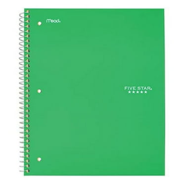 2PK Five Star 72055 Wirebound Notebook, College Rule, 11 x 8 1/2, 100 Sheets, Green