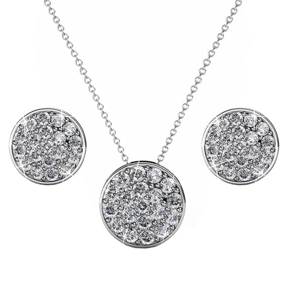 Cate & Chloe Nelly 18k White Gold Plated Jewelry Set with Swarovski Crystals Gift for Women