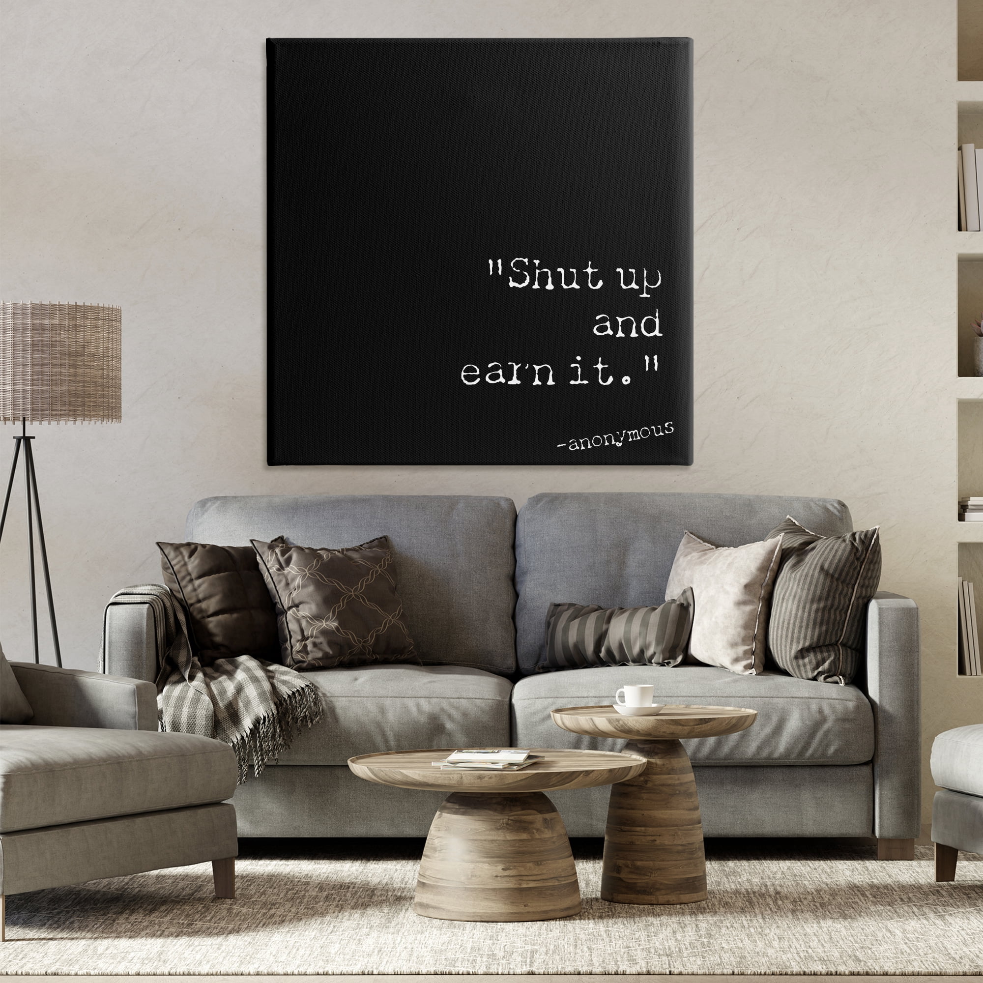 Stupell Industries Shut Up And Earn It Text & Numbers Painting Wrapped Canvas Art Print Wall Art, 36 x 36