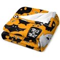 thumbnail image 3 of Flannel Halloween Blanket, Throw Soft Warm Fluffy Plush Blanket, Spider Webs Witch's Hat Black Bats and Decorated Pumpkins Print on Bed Couch Chair Living Room, 3 of 8