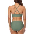 thumbnail image 3 of Anferry Women's Bikini Set Solid Criss-Cross Ruffle Swimsuit, 3 of 4