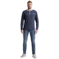 thumbnail image 4 of SPEEDRUN Men's Long Sleeve Henley Shirts Button Placket Leisure Casual Shirt Basic T-Shirt Stand-Up Collar Summer Henley Shirt Navy Blue XL, 4 of 8