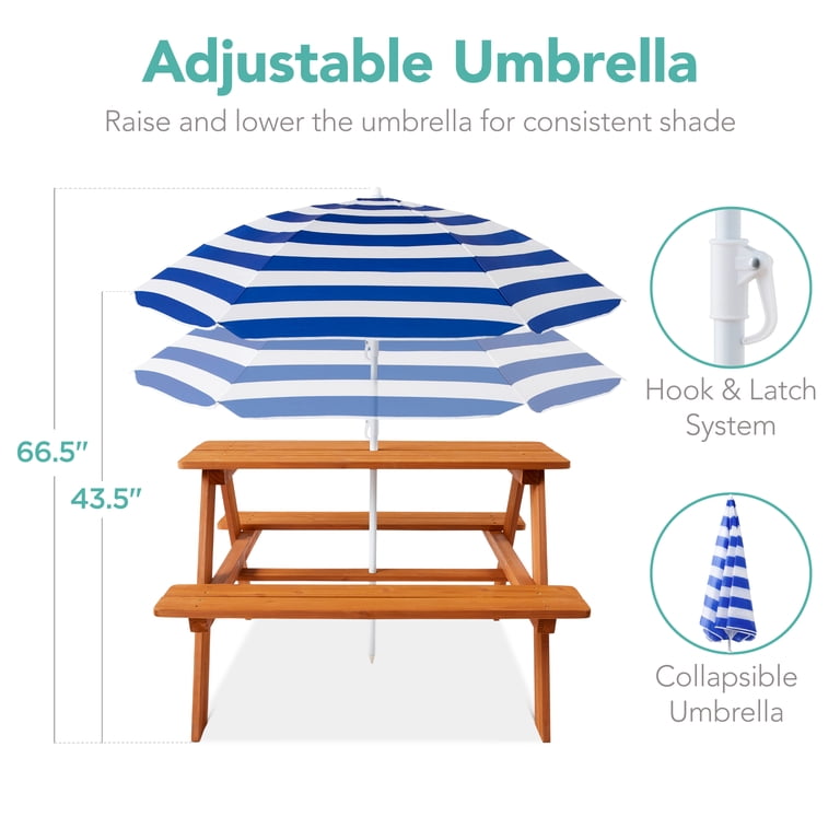 Best Choice Products Wooden Kids Picnic Table with Umbrella photo 5