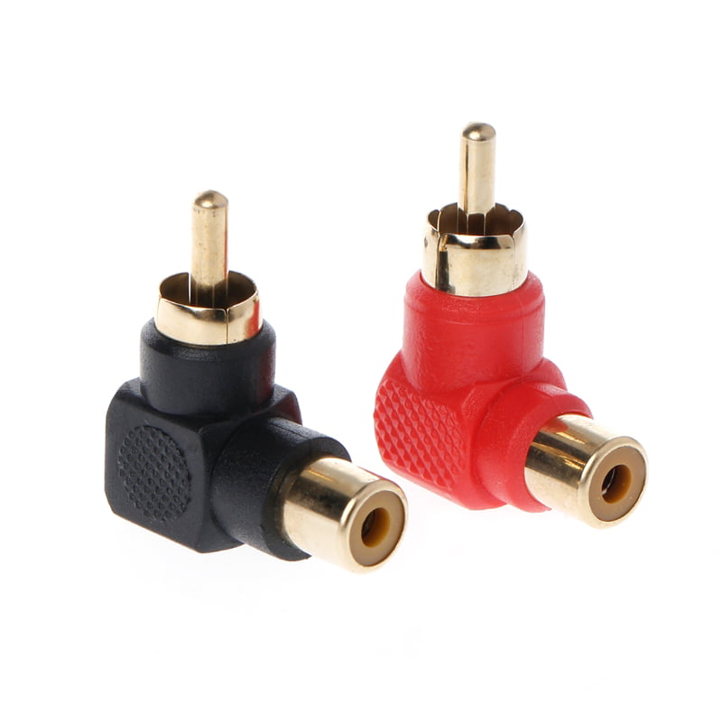 5pcs RCA Right Angle Connector Adapters Male to Female 90 Degree Black
