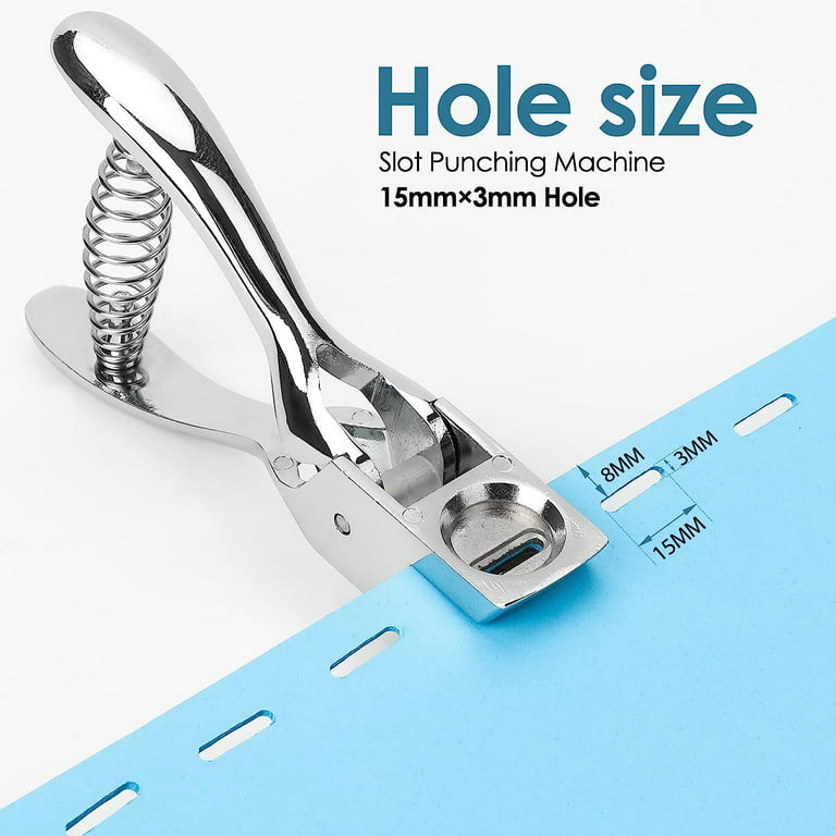 Slot Puncher Badge Hole Punch Tool Hand Held ID Card Slot Hole Metal  Puncher for ID Card PVC Paper Heavy-Duty Hole Punching