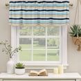 thumbnail image 2 of 2 Pack Valances for Window, Khaki Striped Short Curtains for Kitchen Bedroom Living Room, Navy Blue Farmhouse Stripes Modern Abstract Art Rod Pocket Small Window Treatment Valance Drapes 42 x 18 Inch, 2 of 8
