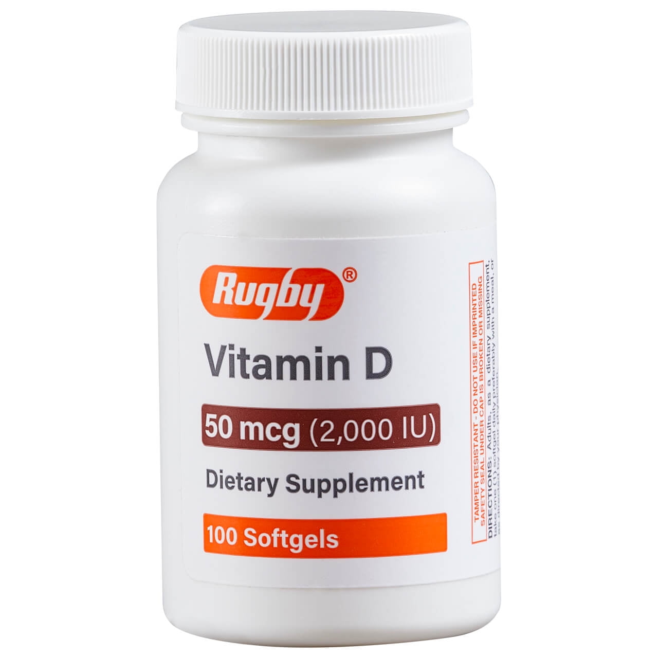 Rugby Vitamin D3 50 MCG (2000IU) 100 Tabs, Pack of 2
