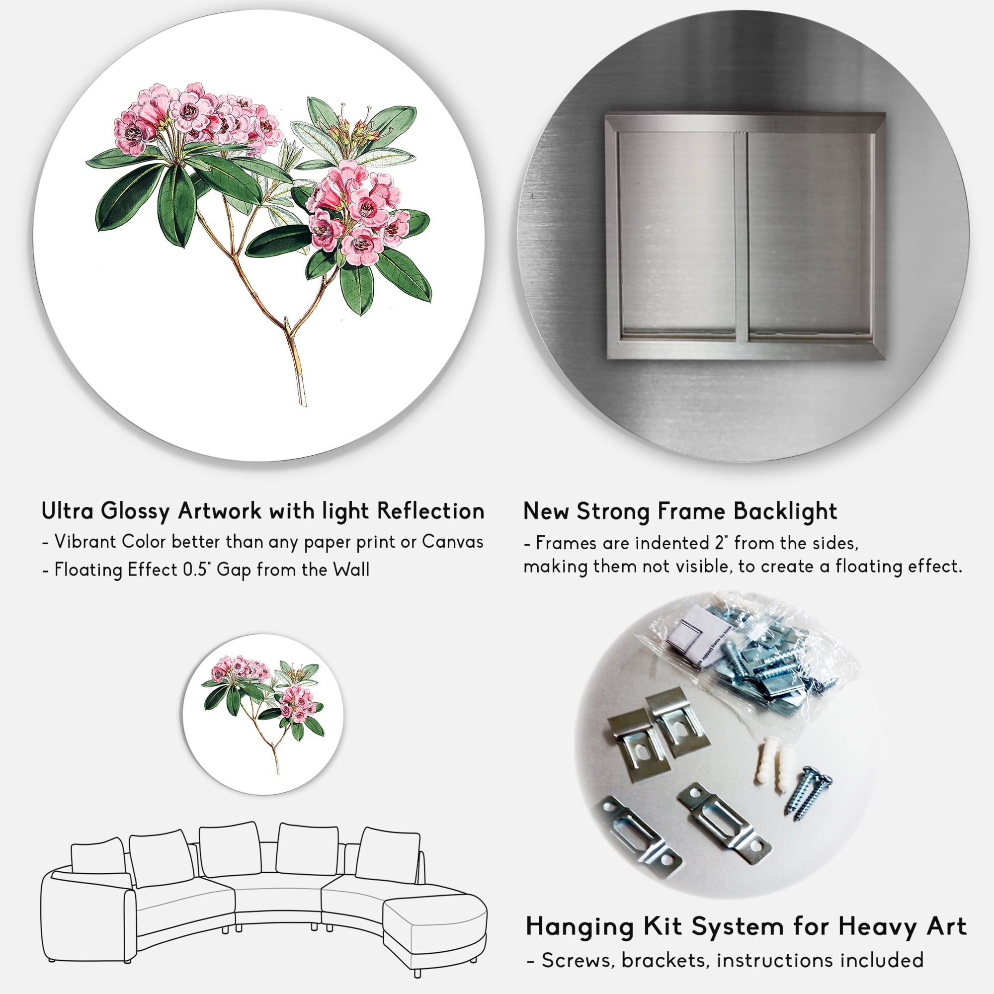 Designart 'Ancient American Flora II' Traditional Circle Metal Wall Art 11x11 - Disc of 11