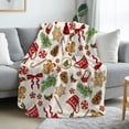 thumbnail image 2 of 1 Piece Red and Gold Candy Cane, Holly, Pine Tree Soft Warm Christmas Blanket with Festive Gingerbread Man, Snowflake, and Candy Cane Patterns, 2 of 5