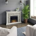 thumbnail image 3 of Rustic Wall Mantel Electric Fireplace with Stacked Stone Look, 3 of 7