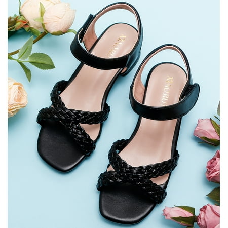 

Girls Elegant Braided Decorative Sandals Lightweight Breathable Platform Hook And Loop Fastener Sandals For Summer