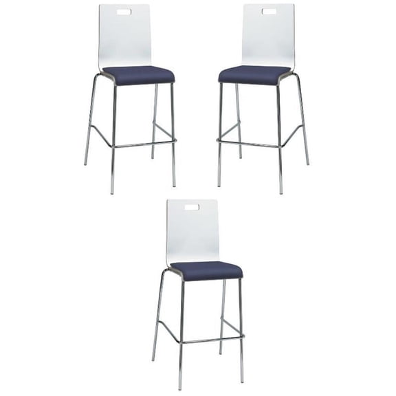 Home Square 30" Wooden Vinyl Seat Bar Stool in White and Grape - Set of 3