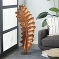 thumbnail image 3 of 21" x 46" Brown Teak Wood Handmade Leaf Sculpture, by DecMode, 3 of 11