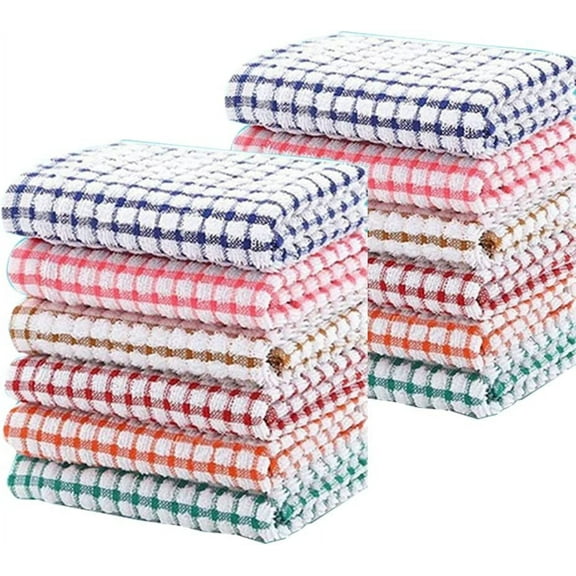 MOYISHI 12 Pack Kitchen Dish Towels, Bulk Cotton Kitchen Hand Towels,11 Inch x 16Inch Dish Cloths for Dish Rags for Drying Dishes Clothes and Dish Towels