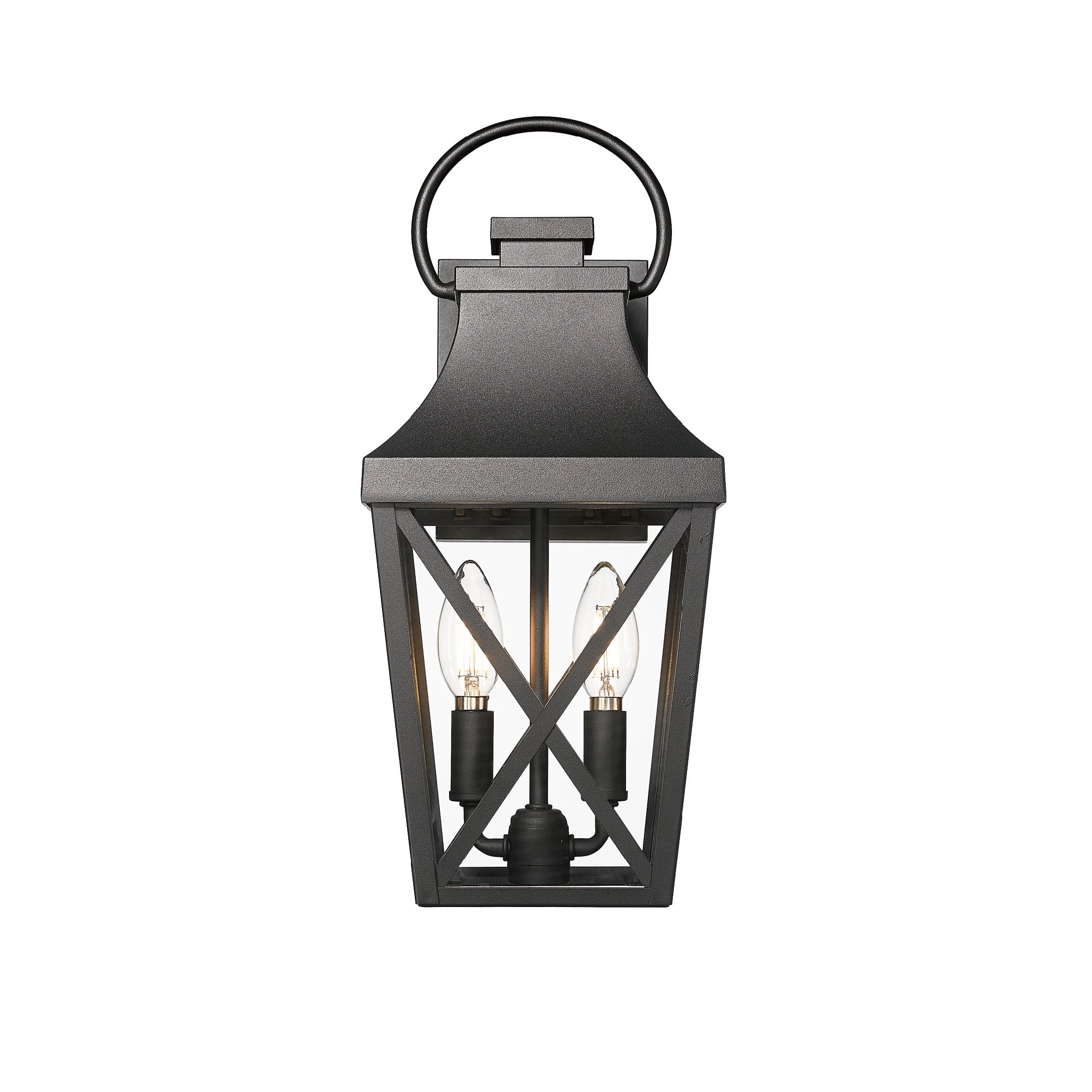 Outdoor Wall Lights, 1 Pack Waterproof Matte Black Glass Wall Sconce Lamp for Garage Patio Porch Yard Decor, Black