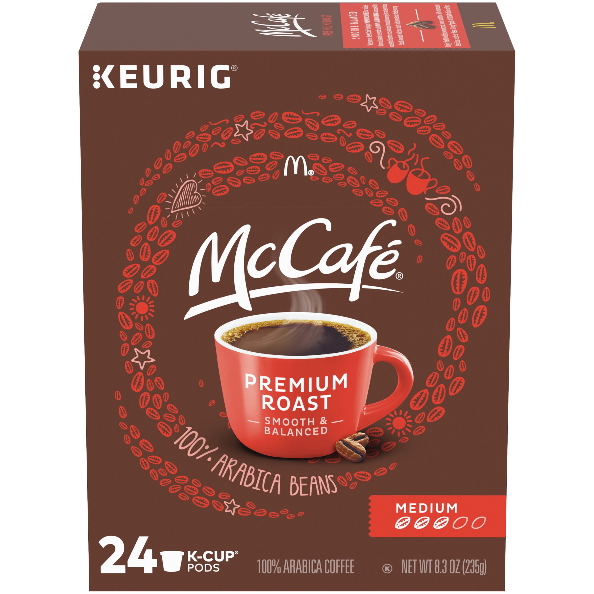 (4 pack) McCafe Premium Roast Coffee K-Cup Coffee Pods, Medium Roast, 24 Count For Keurig Brewers