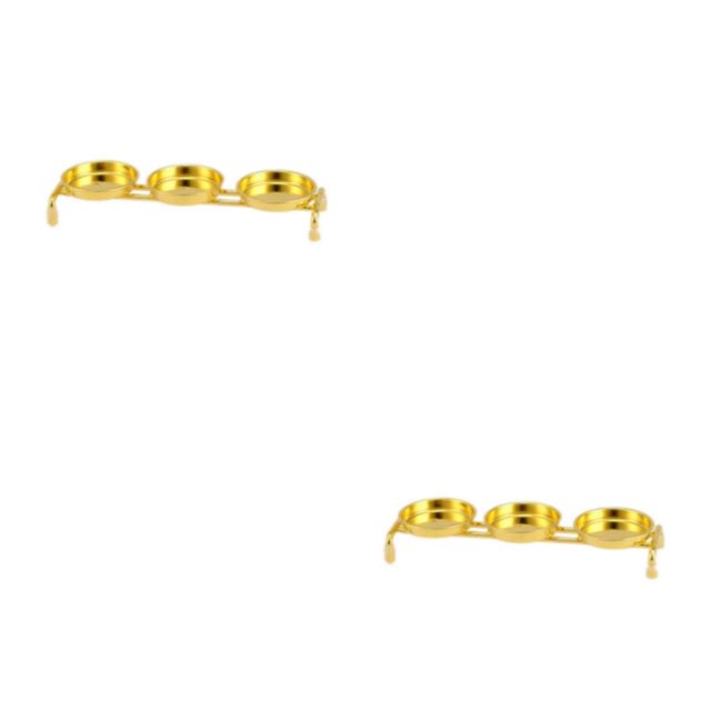 Transemion Candle Holder Candlestick Ghee Lamp Menorah Meditation for Study Restaurant Gold 16×5×3cm 2Set