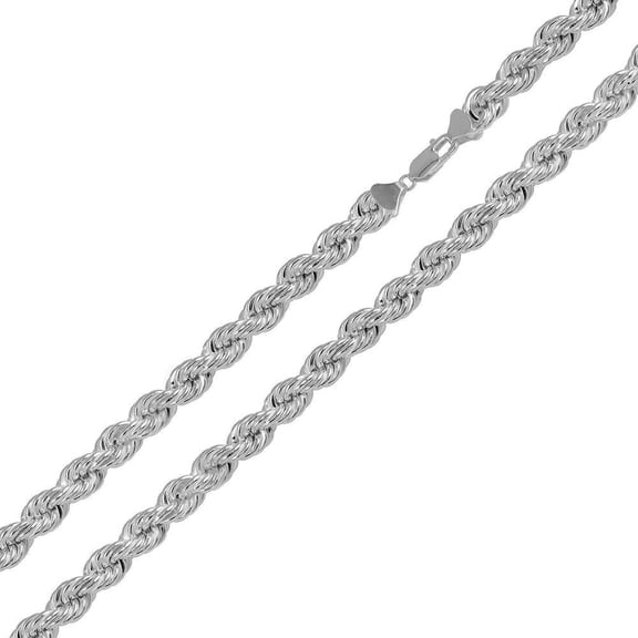 925 Sterling Silver Diamond-Cut Anti Tarnish Hollow Rope Chain 8.2mm Italy 22" Jewelry Female Unisex
