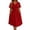 Red, variant on Ahabrexf Women Short Sleeve Midi Dress V-Neck Solid Casual Summer