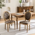 thumbnail image 6 of GAKMCIL PU Faux Leather Dining Chair with French Solid Wood Frame, Hand Pull Button Decoration, Nailed Headdress Edge, Density Foam, Steel Spring Lining, Weight Capacity:300lb, Brown (Set of 2), 6 of 8