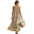 thumbnail image 2 of Xoenoiee Lotus Flower Leaves Seed Pods Print Women's 2026 Summer Casual Crewneck Boho Maxi Dress, Ankle-Length Sleeveless Sundress with Pocket, Cotton Linen Loose Fit Tank Dress Resort Wear, 4XL, 2 of 7