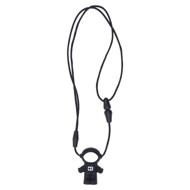 Colgante de dentición para bebé, de silicona, con forma de astronauta, para morder, para bebés y niños pequeños, color negro
