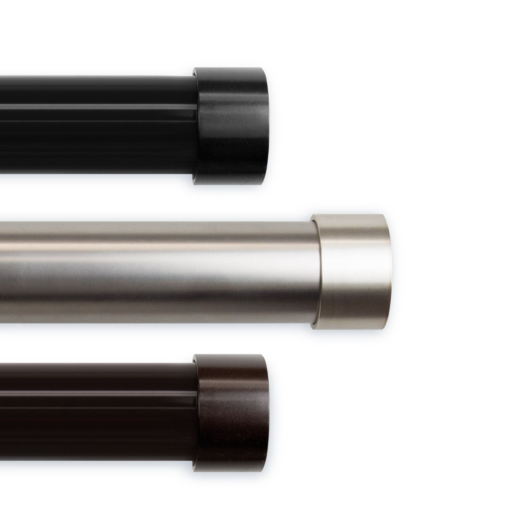 Basic 1.5 inch Side Curtain Rod 12-20 inch long (Set of 2) - Black