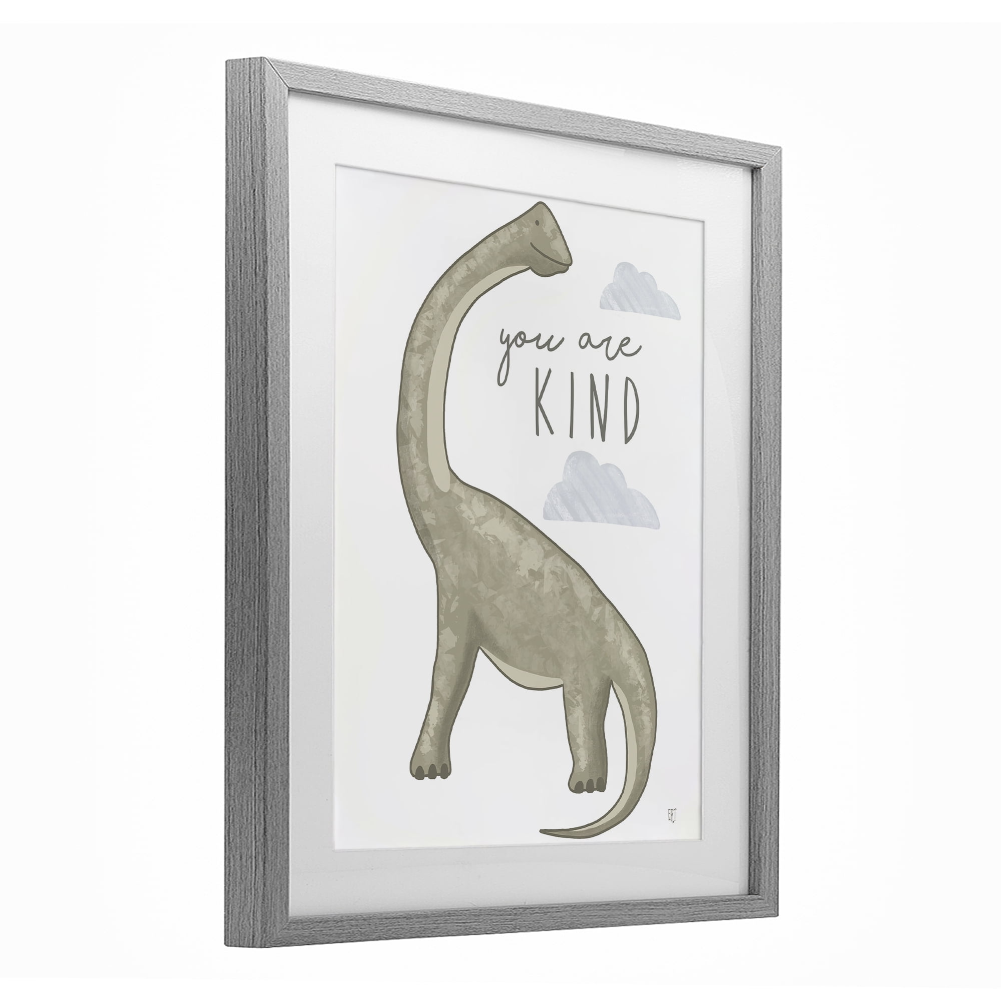 Stupell Industries You Are Kind Dinosaur Gray Framed Print Under Glass, design by Elizabeth Tyndall