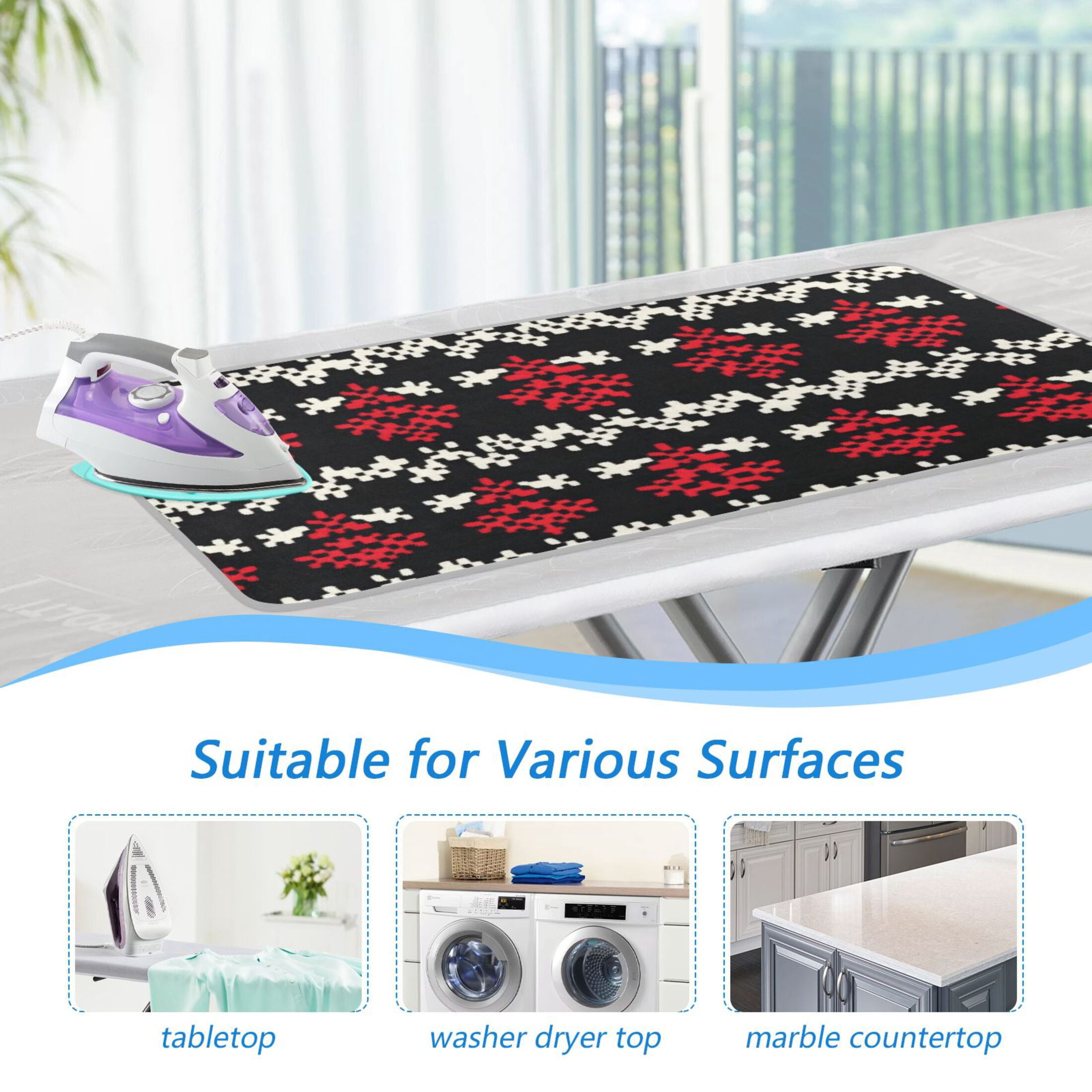 Abstract Christmas Tree Patterns Ironing Mat Blanket Portable Travel Ironing Pad Heat Resistant Pad 47.2" x 27.6”