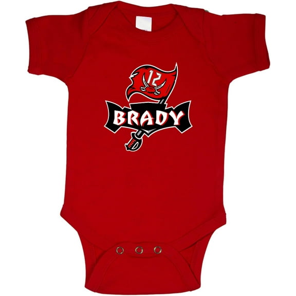 RED Tom Brady Bucs Buccaneers Logo Baby 1 Piece