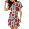 thumbnail image 2 of Xecao Tomato for Women's Loose Nightgown Sleepwear Short Sleeves Shirt Casual Print Sleepdress, 2 of 6