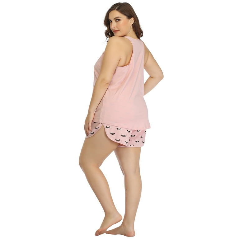 HDE Women s Plus Size Pajama Set Tank Top and Shorts Sleepwear PJ Sets Sleep In 2X Walmart