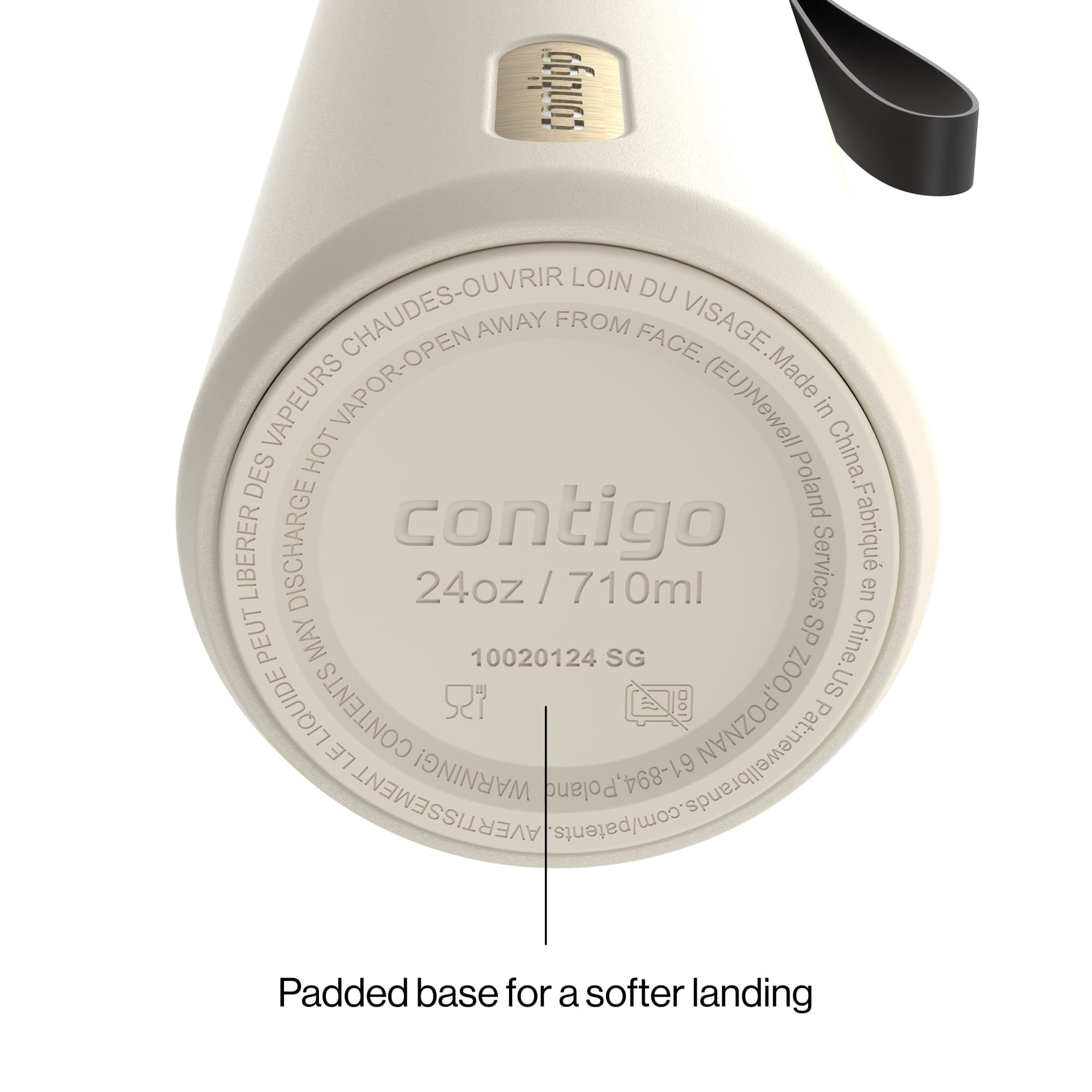 Contigo 24 oz DualSip Stainless Steel Leak-Proof Insulated Water Bottle with Straw or Sip Lid and Carry Strap, Cream/Champagne