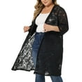 thumbnail image 4 of Agnes Orinda Women's Plus Size Cardigans Lace Lightweight Knit 3/4 Sleeves Cover Up Cardigans 5X Dark Black, 4 of 6