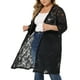 thumbnail image 4 of Cárdigans de mujer plus size Agnes Orinda, de encaje, ligeros, con mangas 3/4, cárdigans de cobertura 2X en negro oscuro, 4 of 6