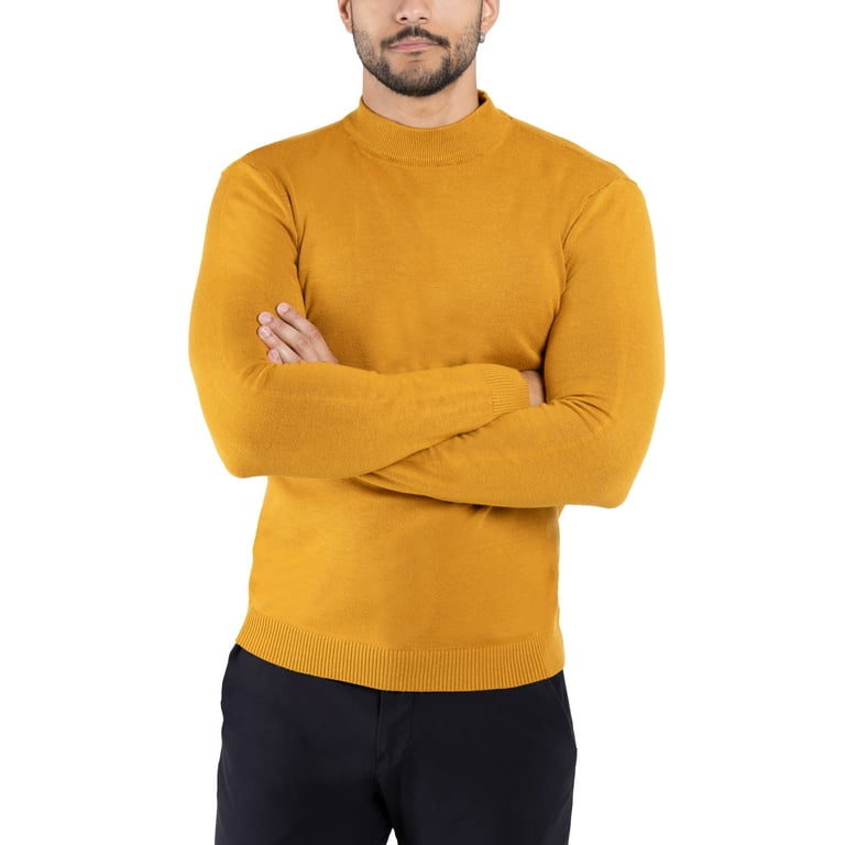 X RAY JEANS Mens Mock Neck Sweater Pullover, Mustard, M