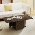 thumbnail image 4 of Costway Foldable Coffee Table 48" Extendable Center Table with Storage Cabinets & Wheels Walnut, 4 of 10