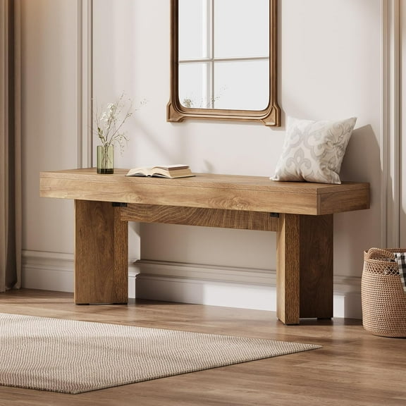 Tribesigns 47" Farmhouse Entryway Bench, Wooden Console Shoe Bench for Entryway, Hallway, Closet, Brown