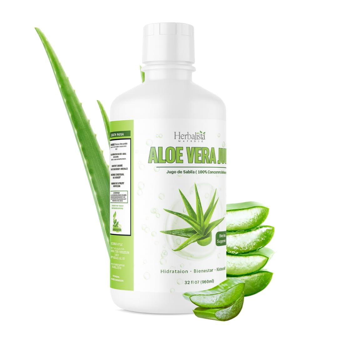 Herbalista Viral New! Aloe Vera Juice (UnFlavored) 32 Oz (960ml) - 100% Natural Jugo de Sabila