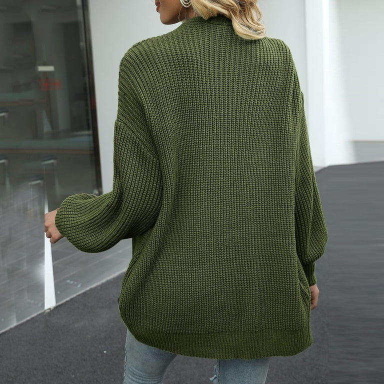 Cardigans for Women High Neck Comfortable Sweaters for Women Knitted Cardigan Solid Colour Large Size Loose Sweater Loose Fall Winter Sweaters Walmart