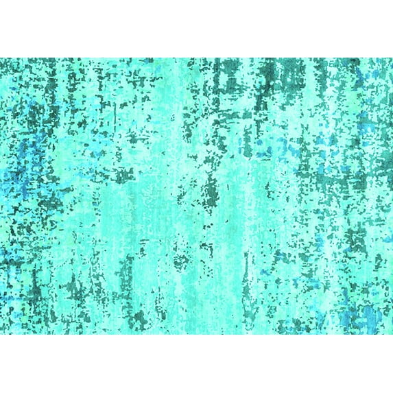 Ahgly Company Indoor Rectangle Oriental Turquoise Blue Industrial Area Rugs, 2' x 5'