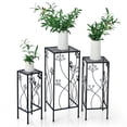thumbnail image 3 of Topcobe 3 Pieces Flower Pots Display Rack with Vines and Crystal Floral Accents Square, Tall Plant Stand Indoor Outdoor, Stable and Space-Saving, Black, 3 of 7