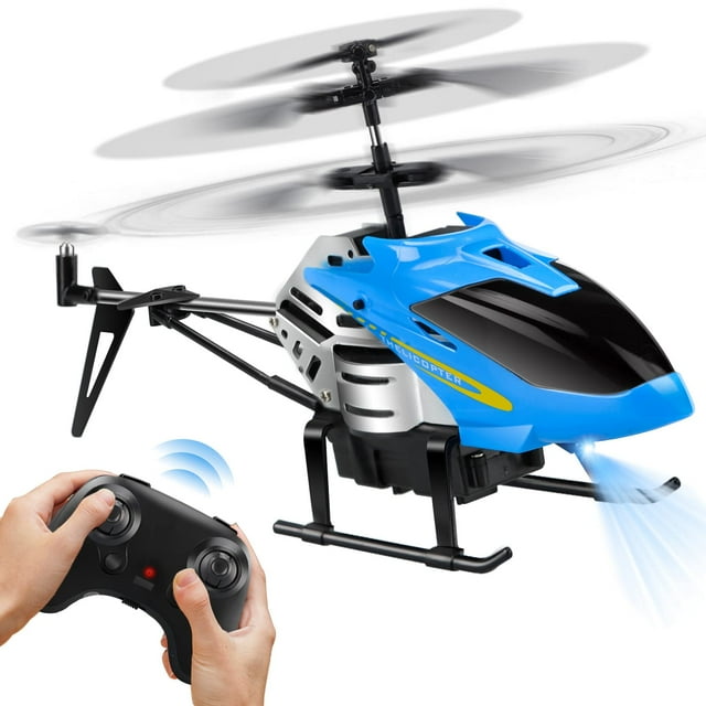 Helicóptero RC Dolanus con mando a distancia, con una sola tecla, despegue, azul