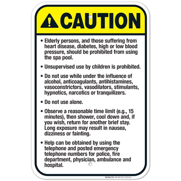 New York Caution Sign, Complies With State Of New York Pool Safety Code, 12x18 Aluminum
