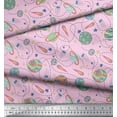 thumbnail image 2 of Soimoi Pink Cotton Duck Fabric Planet & Stars Galaxy Print Fabric by the Yard 42 Inch Wide, 2 of 3
