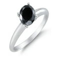 thumbnail image 2 of 1 Carat Solitaire Round Black Diamond Engagement Ring for Women in White Gold, Limited Time Sale Under 300, 2 of 2